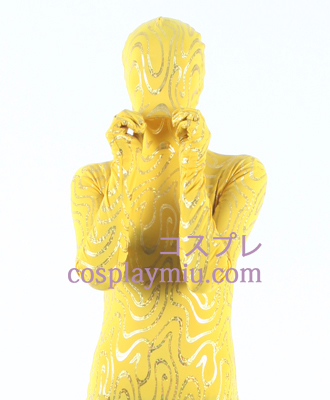 Gele Lycra Gold Stripe Zentai Kostuums