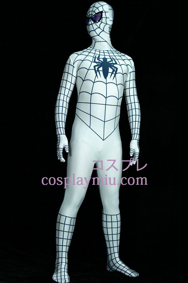 Witte en Zwarte Lycra Spandex Spiderman Superhero Zentai Kostuums