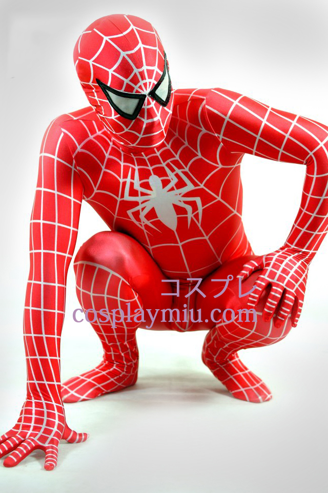 Rode en witte Lycra Spiderman Superhero Zentai Kostuums