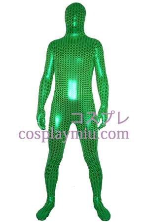 Green Digital Print Glanzend metallic Zentai Kostuums