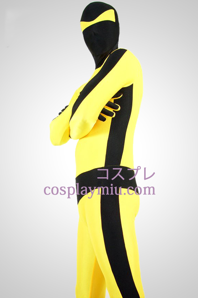 Geel en zwart Bruce Lee Lycra Spandex Unisex Zentai Kostuums